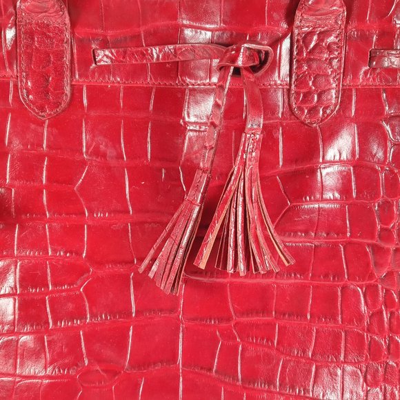 Michael Rome Designs Red Croco Embossed Handbag - Picture 3 of 12